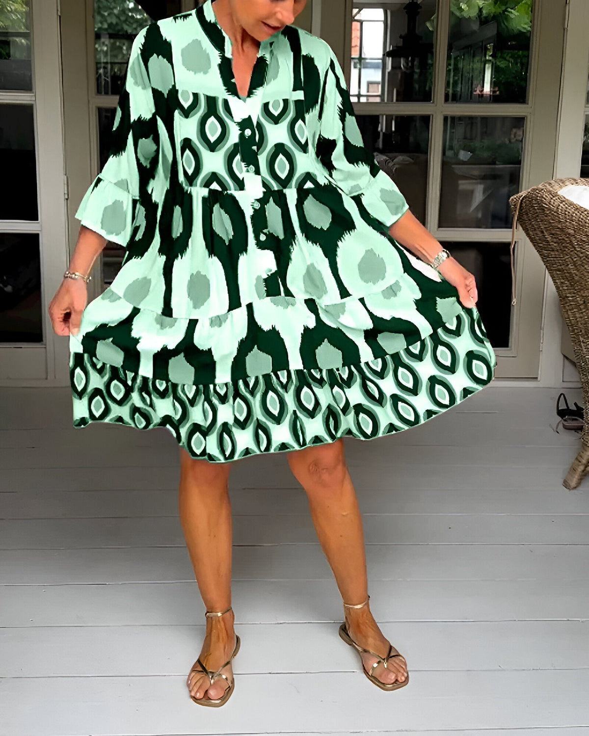 PARKER | Geometric Tiered Midi Dress for Bold Boho Style
