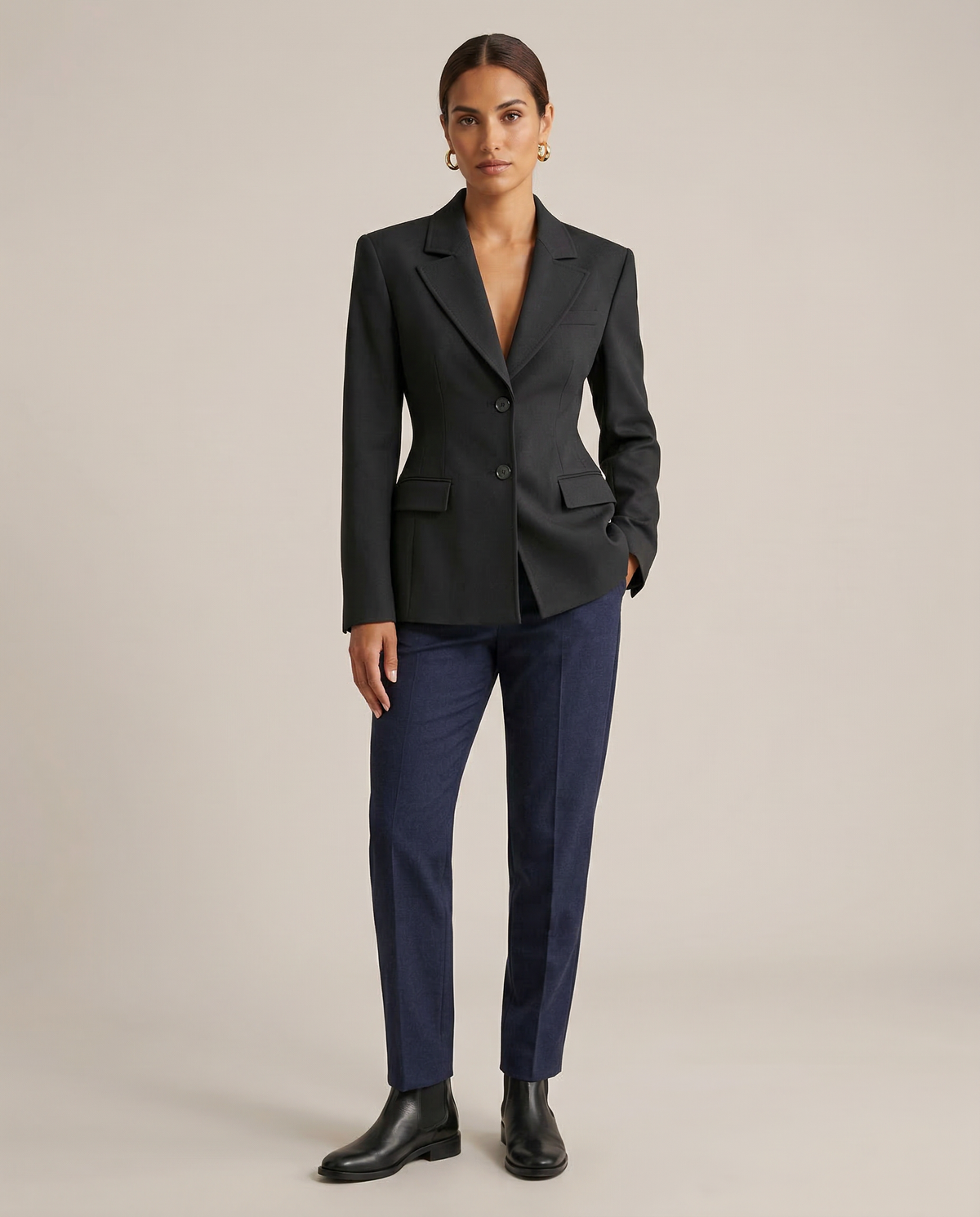 Chic Blazer Jacket – Elegant Notched Collar for Versatile Styling